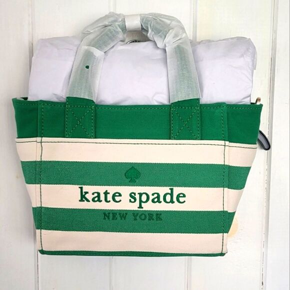 Kate Spade Jett Beach Time Stripe Small Tote in Green Bean - Picture 3 of 12